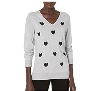 Amazon Essentials- women’s classic fit sweater size XL.  Gray with black hearts